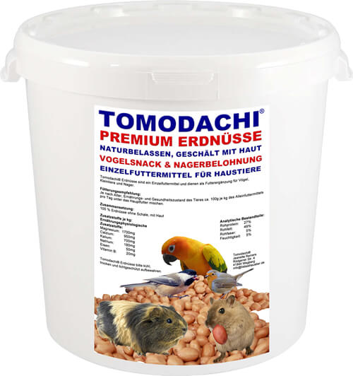 Tomodachi Premium Erdnüsse - unbehandelte, naturbelassene Erdnüsse ohne Schale, mit Haut - beliebter Nagersnack und Vogelbelohnung