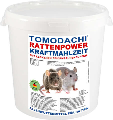 Tomodachi Rattenpower Kraftfuttermischung für Ratten mit wertvollen Seidenraupenpuppen, beliebt, lecker, frisch und sehr gesund