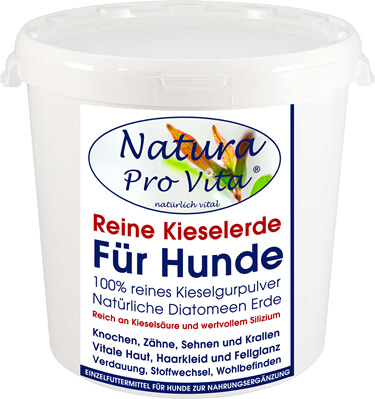Natura Pro Vita Reine Kieselerde für unsere Hunde - Siliziumkur für Haut und Haar, Krallen, Zähne, Stoffwechsel und Verdauung als unterstützende und ergänzende Gabe beim Barfen.